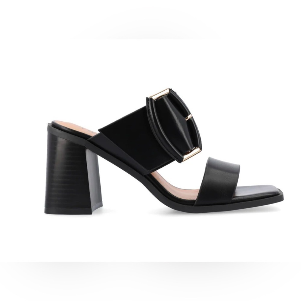 Journee Collection Women’s Junie Black Block Heel Sandals Shoes Size 9.5 NIB - Picture 2 of 13